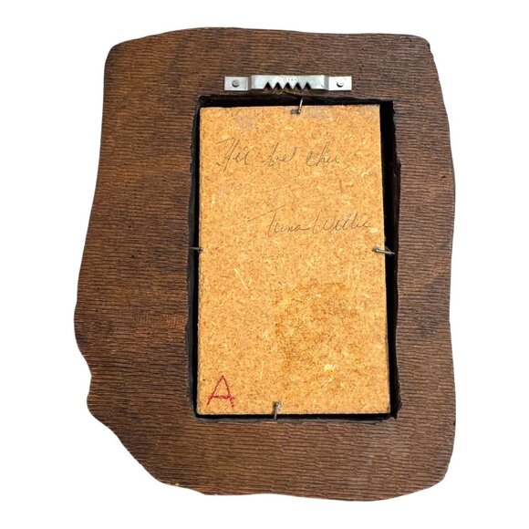 Rustic Wood Picture Frame Native American Sand Art Design & Owl Turquoise Signed - Picture 5 of 5